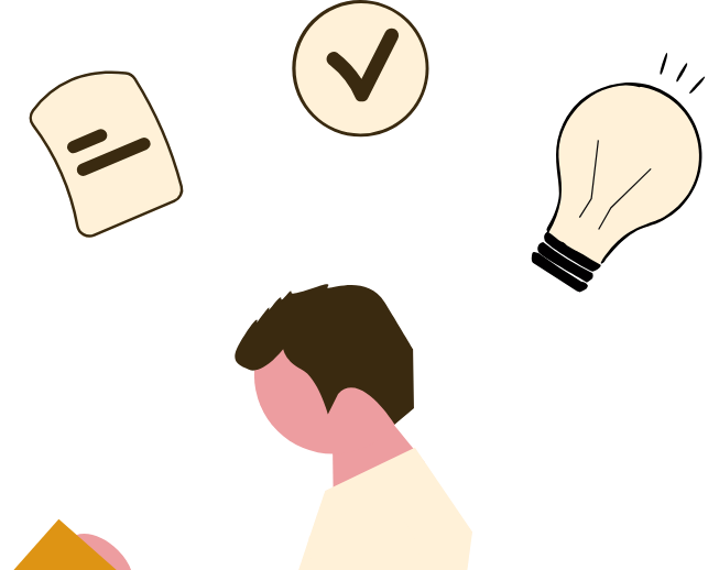 本で学んだ知識を積み上げるイラスト